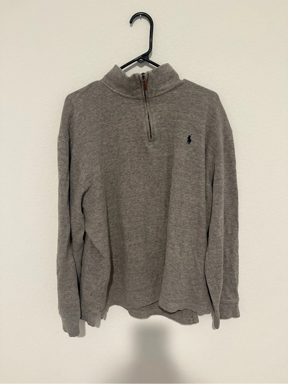 Polo Ralph Lauren Gray Estate Rib 1/4 Zip Pullover Sweater Mens XL Cotton